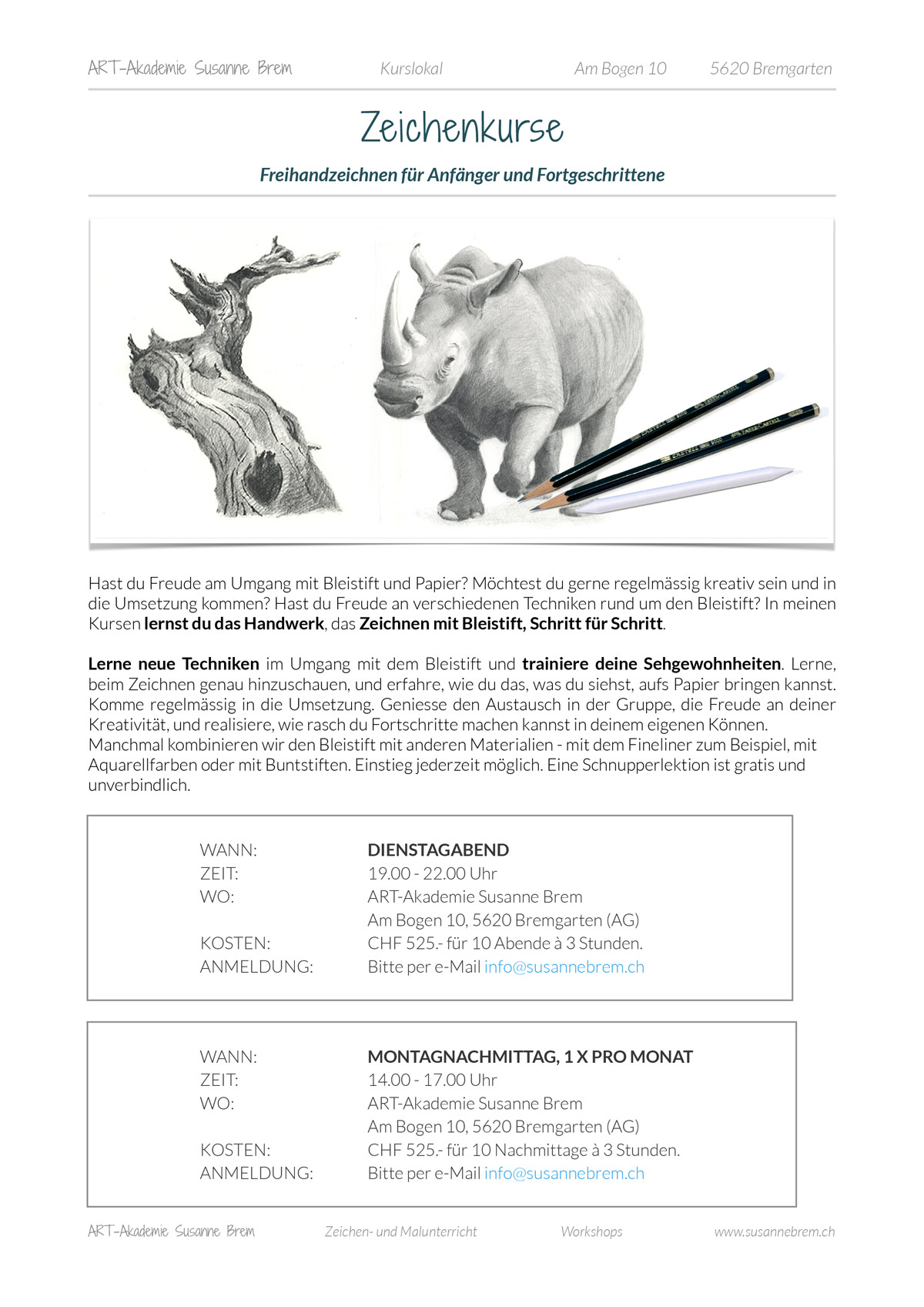 zeichnen lernen, Zeichenkurs in der nähe, zeichnen mit Bleistift, Bremgarten Ag, Art-akademie Susanne Brem,