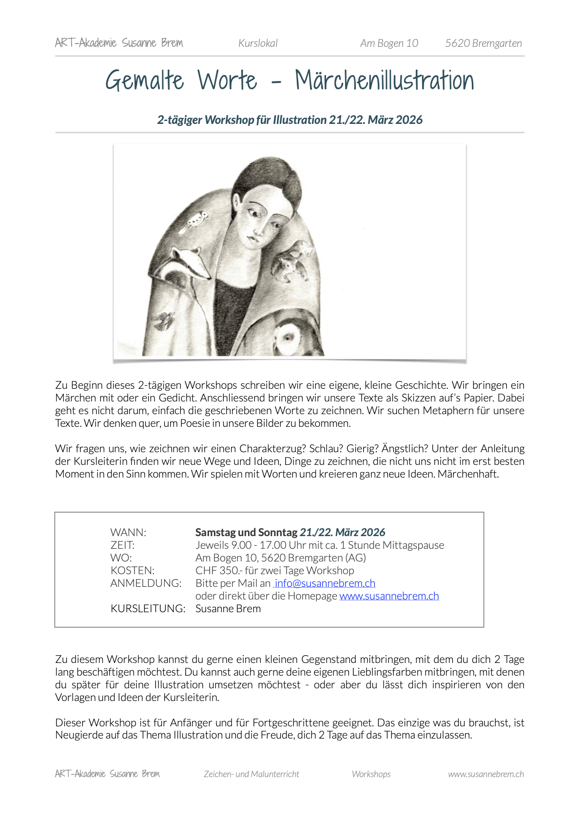 workshop Illustrationsworkshop, Illustrationstechniken, Illustration Workshop, Art-Akademie, mit Worten Poesie malen