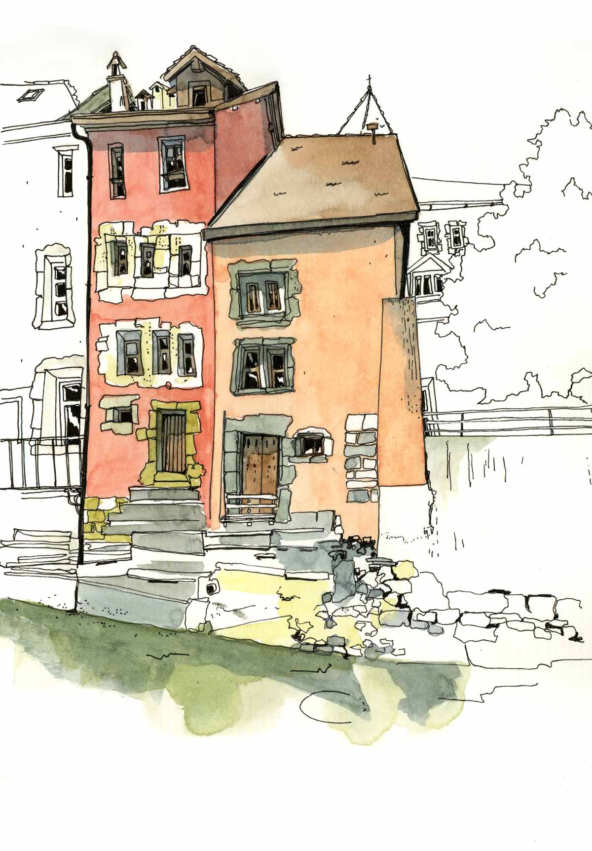 Urban Sketching, Kurs, Workshopurbansketchin, Bremgarten, Skizzenbuch, Urbansketching, Zeichnenlernen, Zeichenkurse, Umgang mit Stift und Aquarellfarben