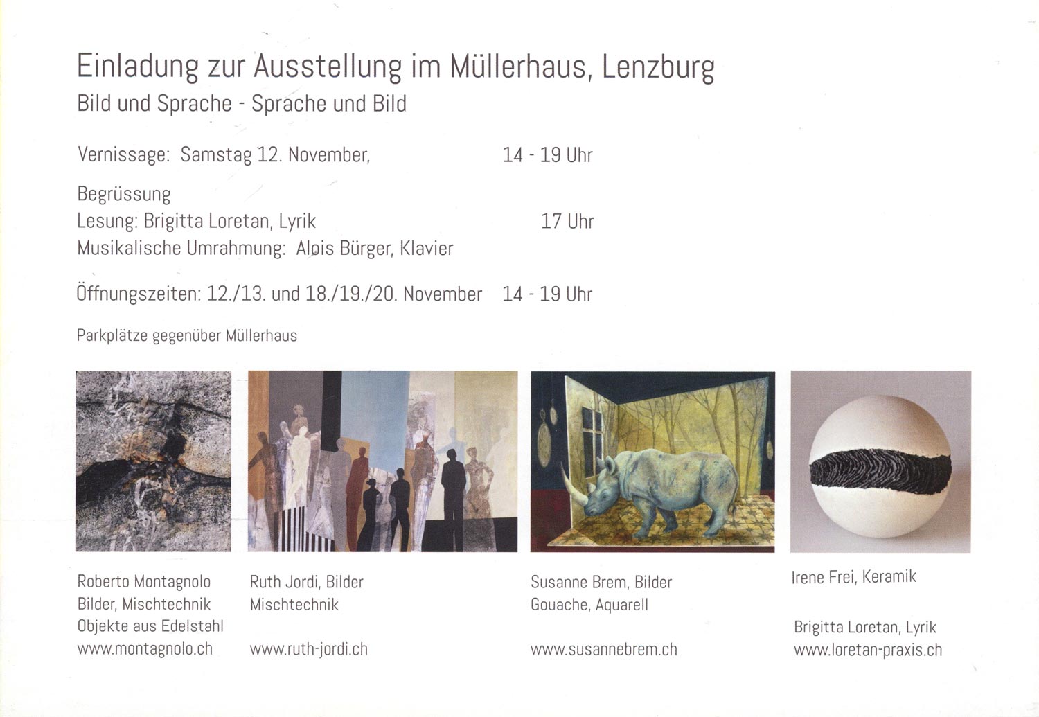 Ausstellung, Kunst, Lenzburg, surreal, Gruppenausstellung Müllerhauslenzburg, Müllerhaus, Bild und Sprache - spräche und Bild