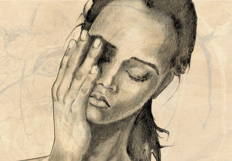 Portrait mit Hand