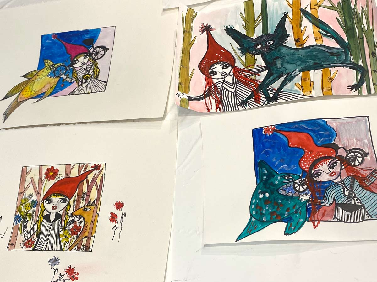 Workshop Illustration in Bremgarten ein ganzes Wochenende am bogen 10 Susanne Brem Atelier