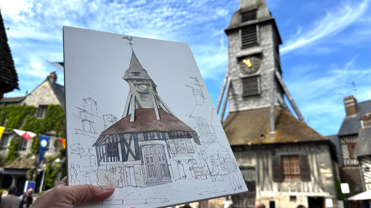 Malferien, Seineflussfahrt, Honfleur, Baumeler reisen, Urbansketching, susannebrem