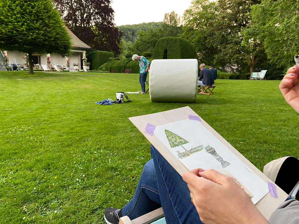 Zeichnen und Urban Sketchen im Park der Villa Langmatt, Leitung Susanne Brem