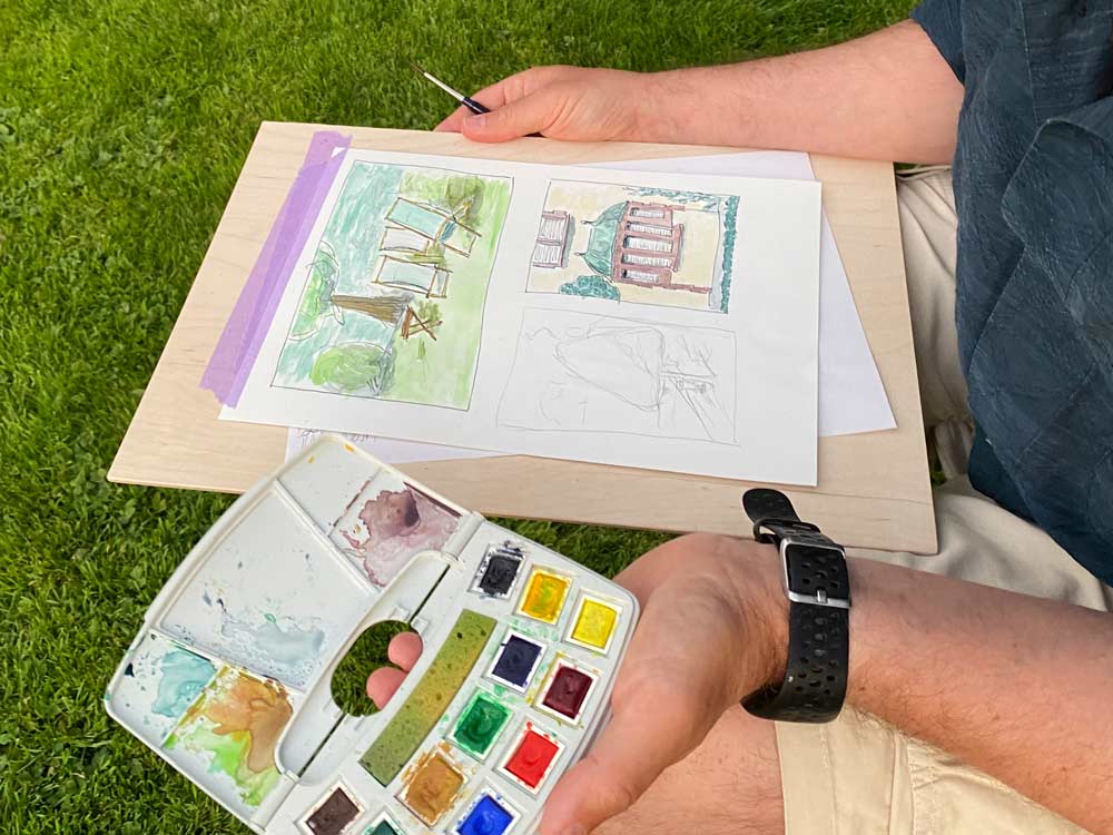 Zeichnen im Park der Villa Langmatt Baden Leitung Susanne Brem