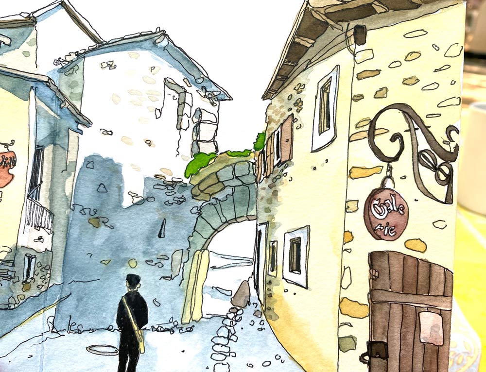 Newsletter Blogbeitrag Urban Sketching Yvoire susanne brem