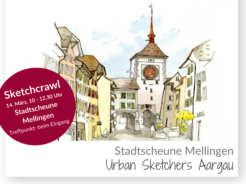 Sketchcrawl in Mellingen, Urban Sketches Aargau, USK, Skizzenbuch