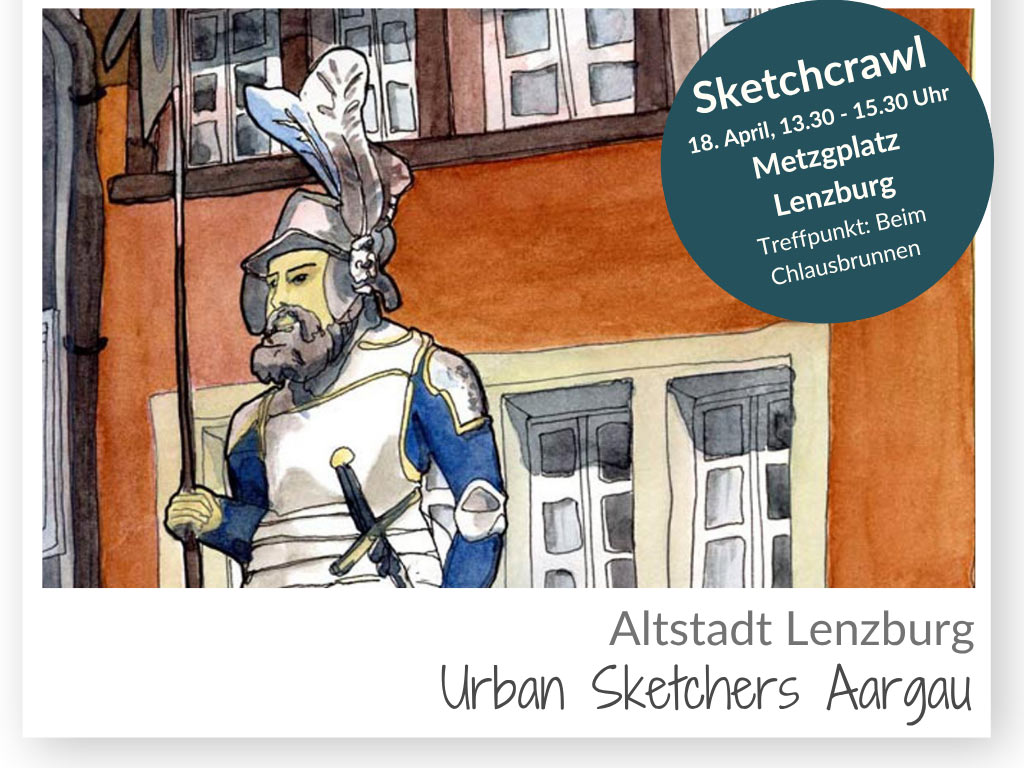 Sketchcrawl in Lenzburg, Urban Sketches Aargau, USK, Skizzenbuch