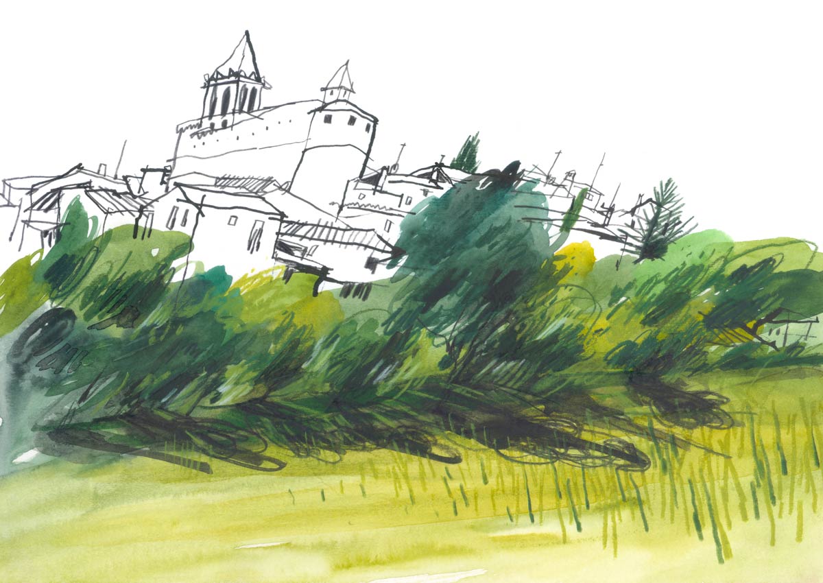 Gastworkshop, Workshop Urbansketching, Natural green, Panorama, Santi Salles, Barcelona, Gastdozent,<br />
ArtAkademie, Bremgarten, Susanne Brem,