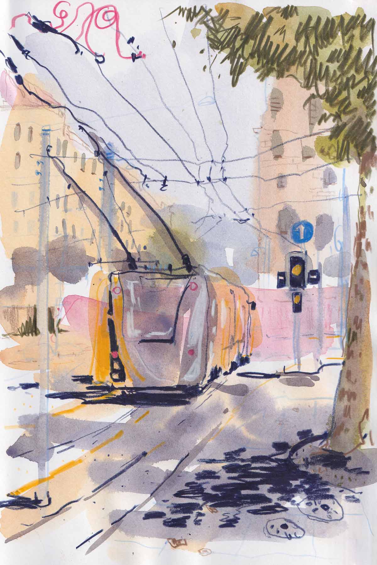 Nadja-Pidan-1-lo Gastworkshop, Workshop Urbansketching, Gastdozentin, Nadja Pidan, Stuttgart, ArtAkademie, Bremgarten, Susanne Brem, Sketchbookart