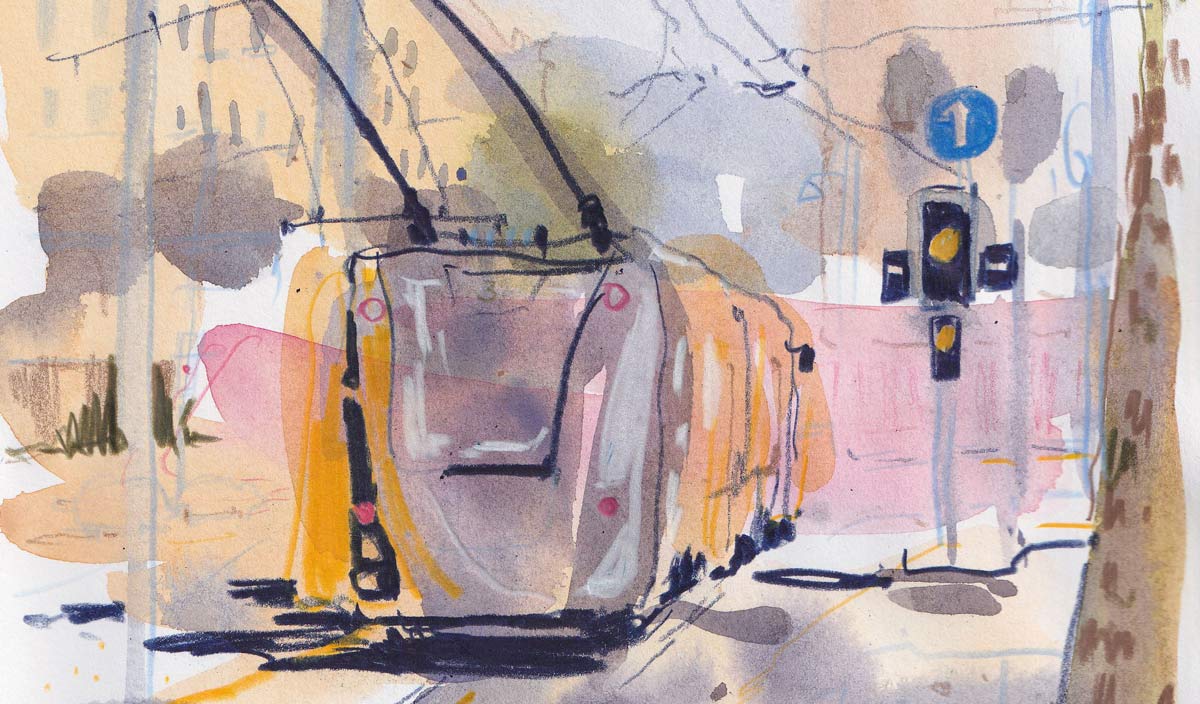 Gastworkshop, Workshop Urbansketching, Gastdozentin, Nadja Pidan, Stuttgart, ArtAkademie, Bremgarten, Susanne Brem, Sketchbookart