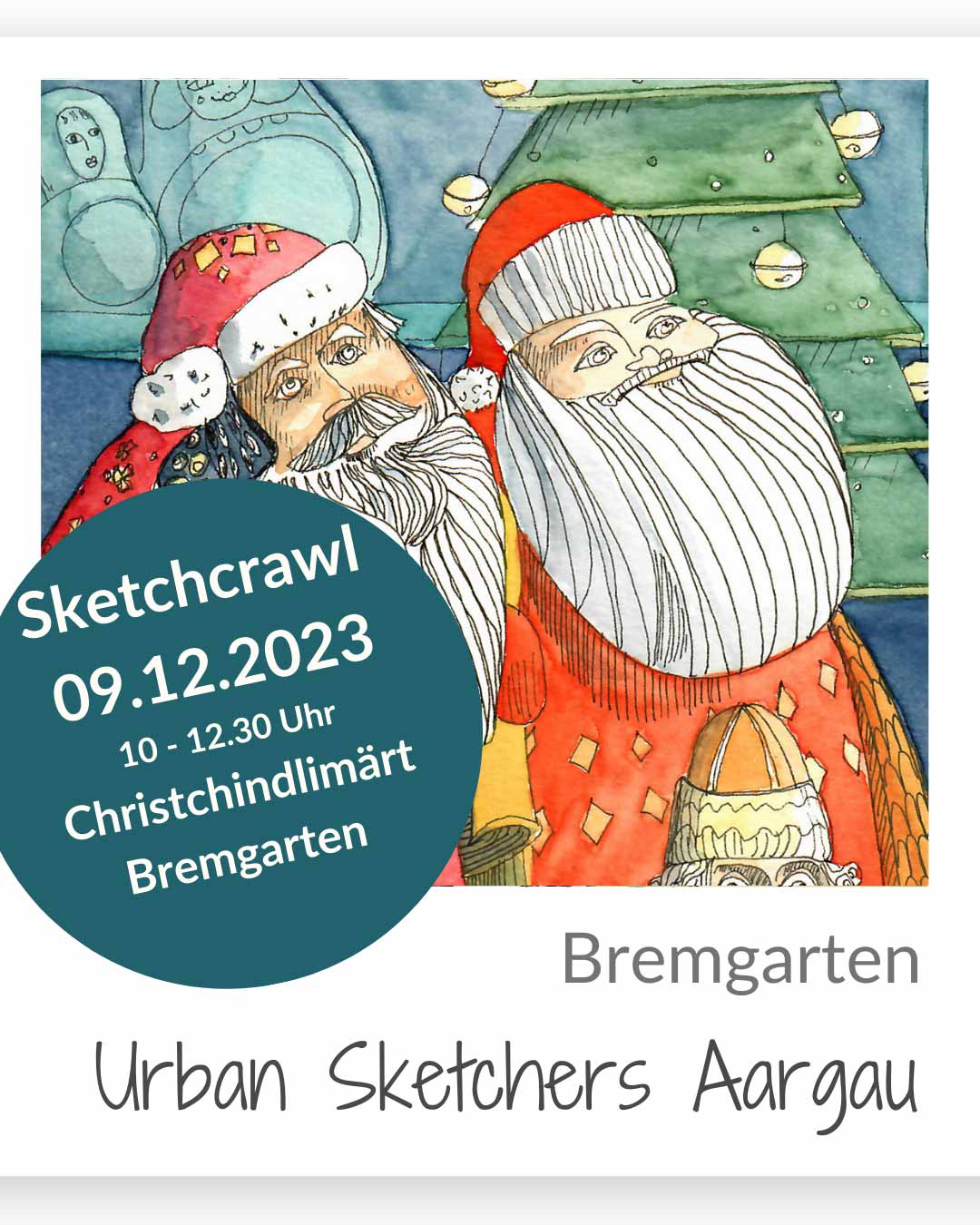 Aargauer  urban sketchers, christchindlimärt Bremgarten