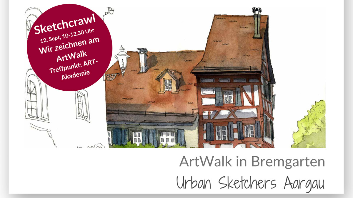 Sketchcrawl-am-ArtWalk-lo Sketchcrawl am Artwalk in Bremgarten, Treffpunkt ART-Akademie Susanne Brem