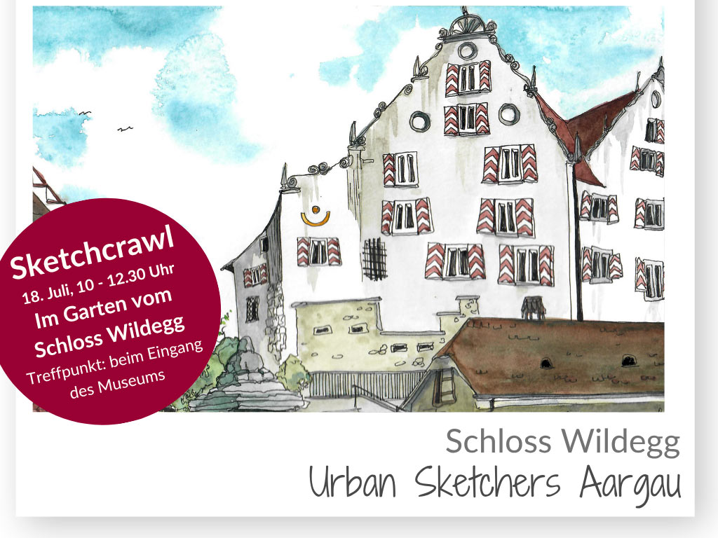 Sketchcrawl im Garten vom Schloss Wildegg, Urban Sketches Aargau, USK, Skizzenbuch